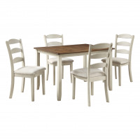 OSP Home Furnishings WSK3247K-CMDT West Lake 47” 5-pc. Dining Table Set With Tobacco Finish Top and Cream Base
